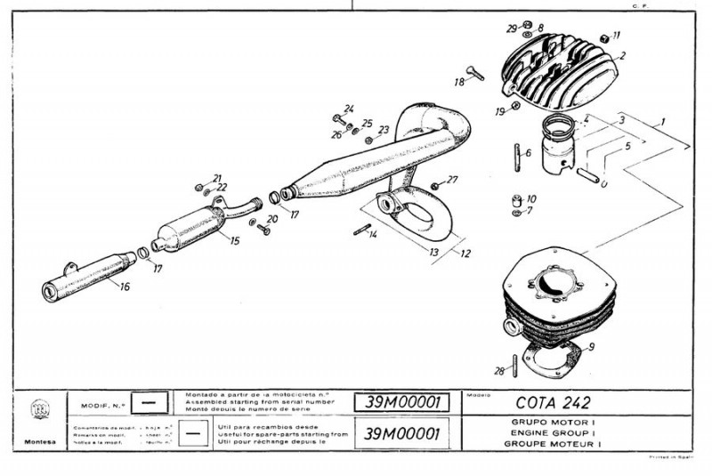 Montesa Cota 242 Mod. 39 . Manual de despiece. - lamaneta