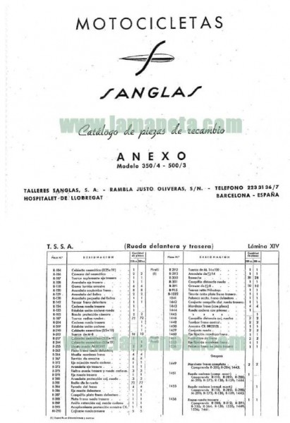 Sanglas 350-4 y 500-3 Despiece Anexo 0236